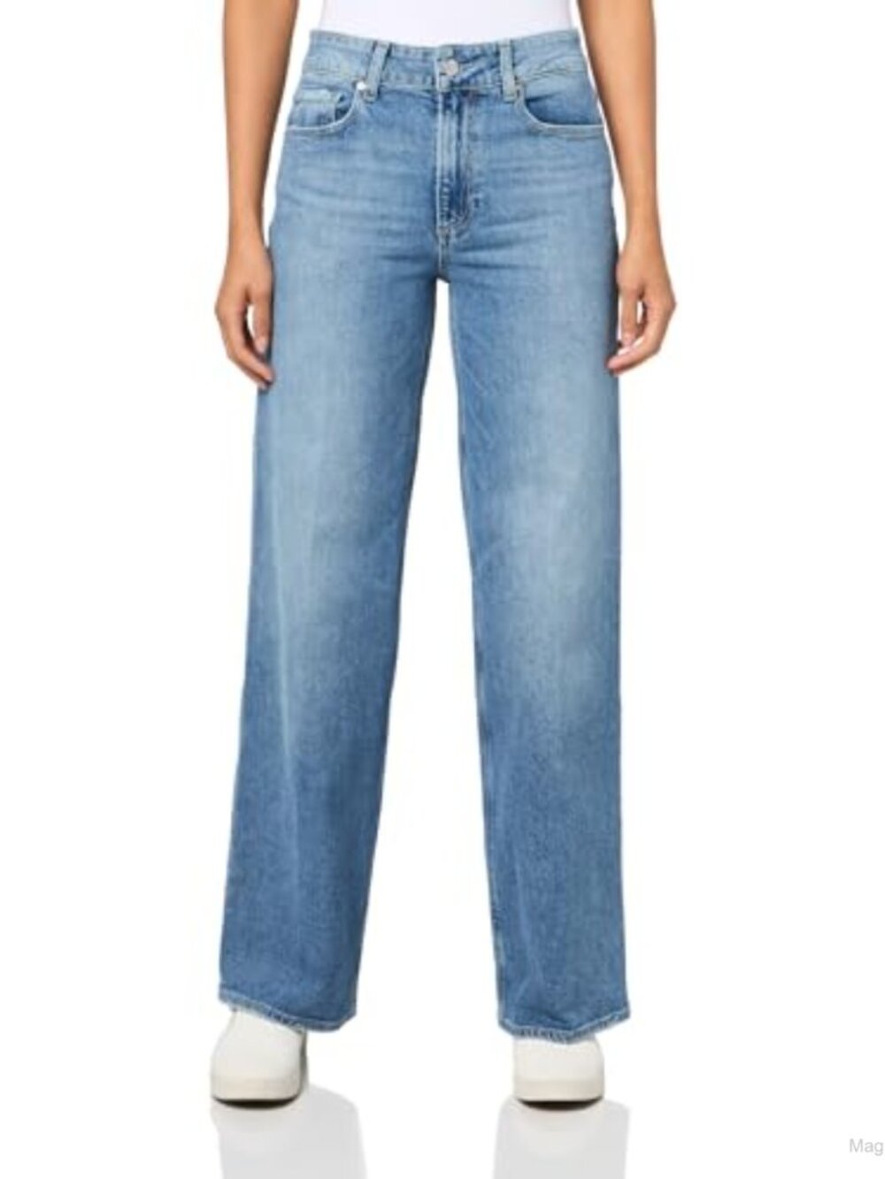 High Rise Straight Leg Jeans 32 Inseam Cotton Blend